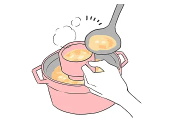汁物を添える